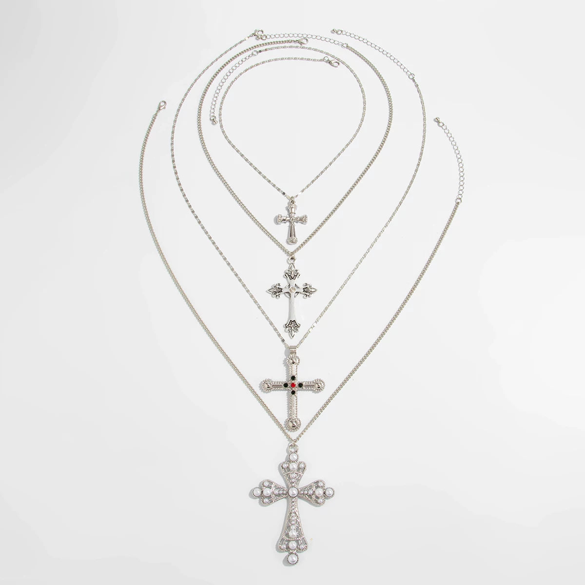4-Piece Cross Necklace Set for Women – European & American Summer Fashion