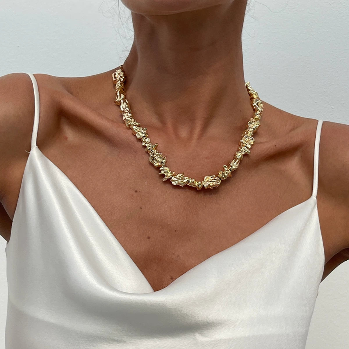 Irregular Geometric Pleated Jewelry Set for Women – Earrings, Bracelet & Necklace