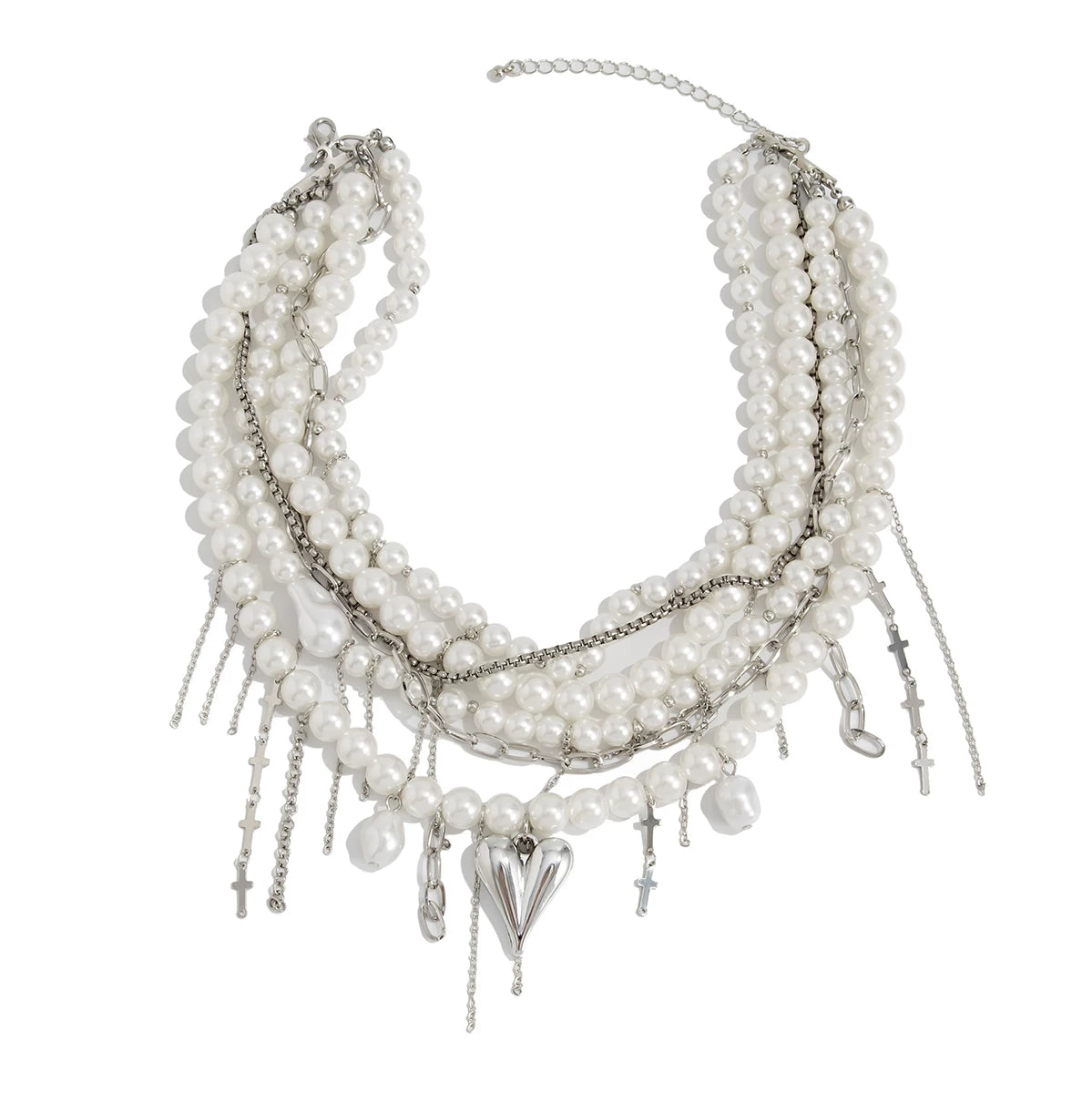 Tassel Chain Peach Heart Imitation Pearl Necklace for Women – Clavicle Chain Design