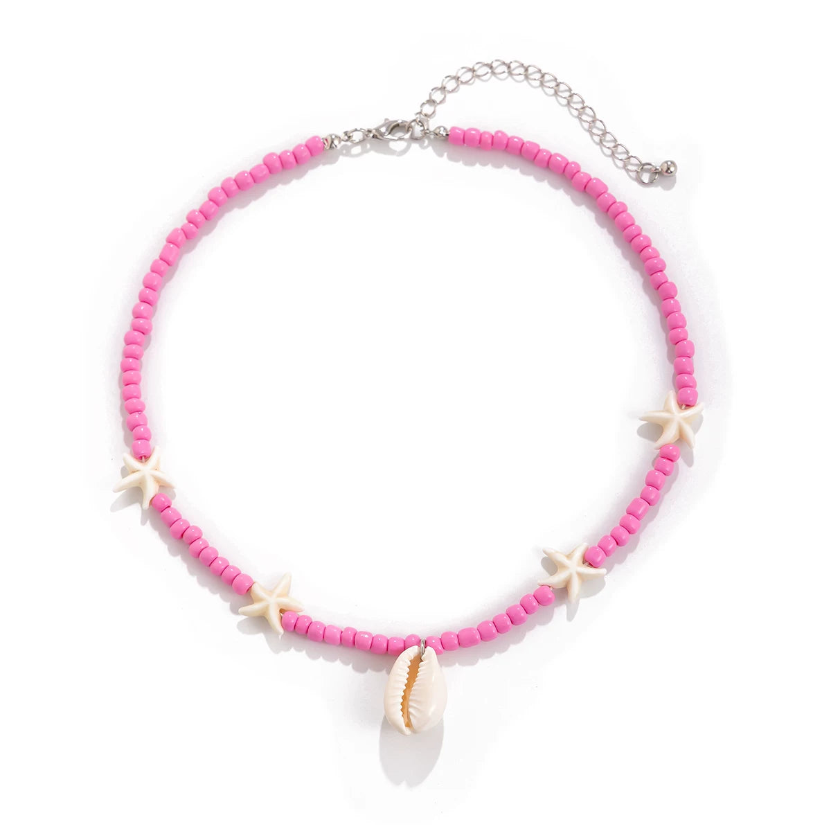 Antique Starfish & Turtle Shell Pendant Rice Bead Necklace for Women – Clavicle Chain Design