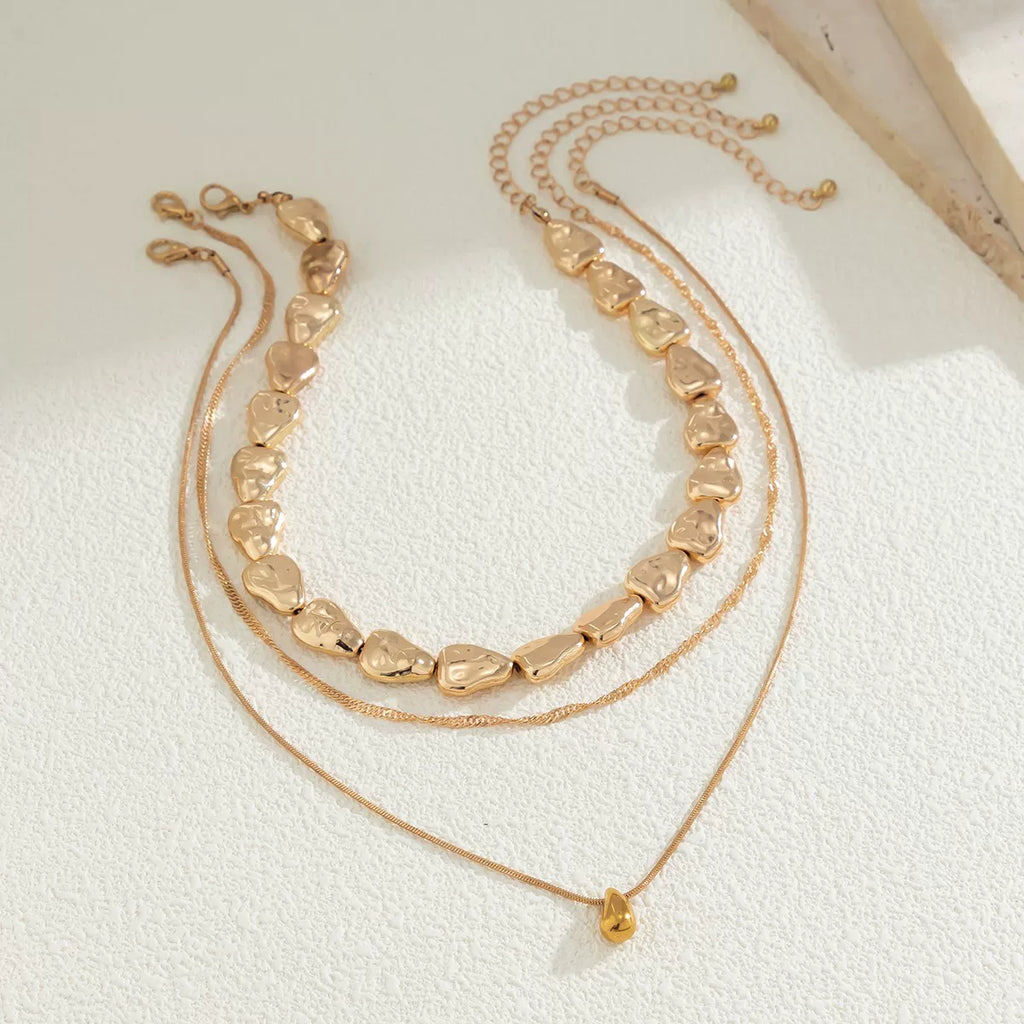 3-Piece Comma CCB Snake Bone Layered Clavicle Necklace Set – European & American Summer Fashion