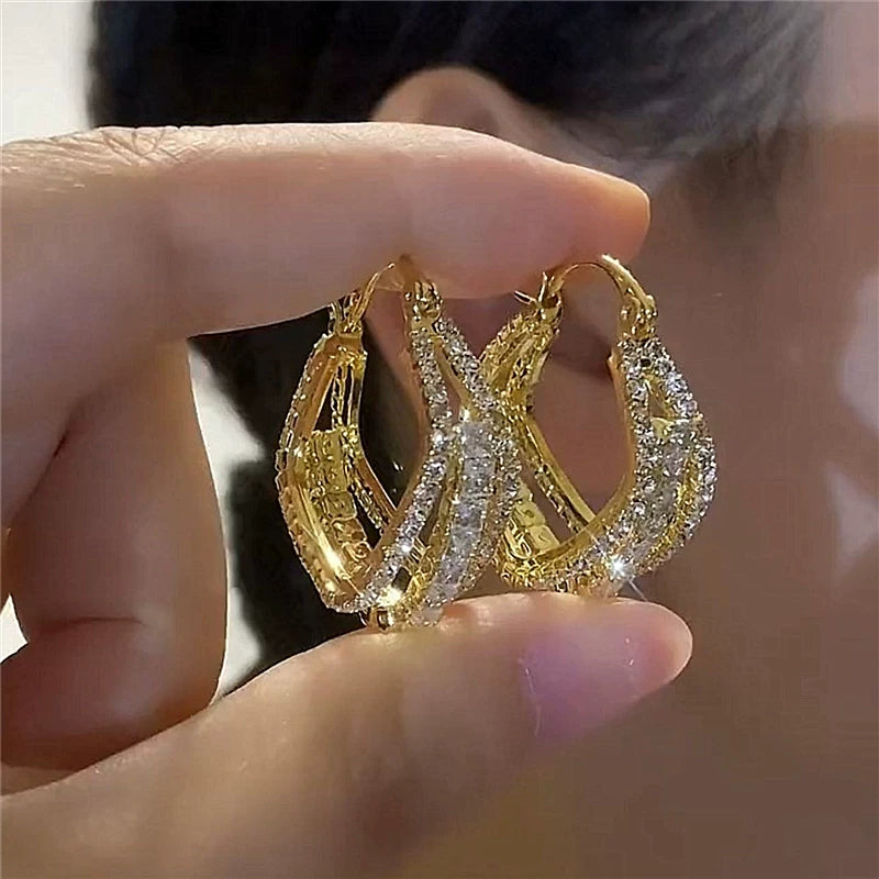 Zircon Geometric Square Earrings for Women – S925 Silver Needle Hong Kong Style Fashion Earrings