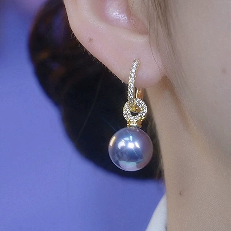 Purple Pearl Earrings for Women – Elegant Fashion Pearl Earrings, Lightweight Daily Jewelry