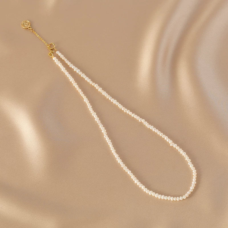 Natural Irregular Pearl Millet Bead Necklace for Women – Minimalist Clavicle Chain Fashion Necklace