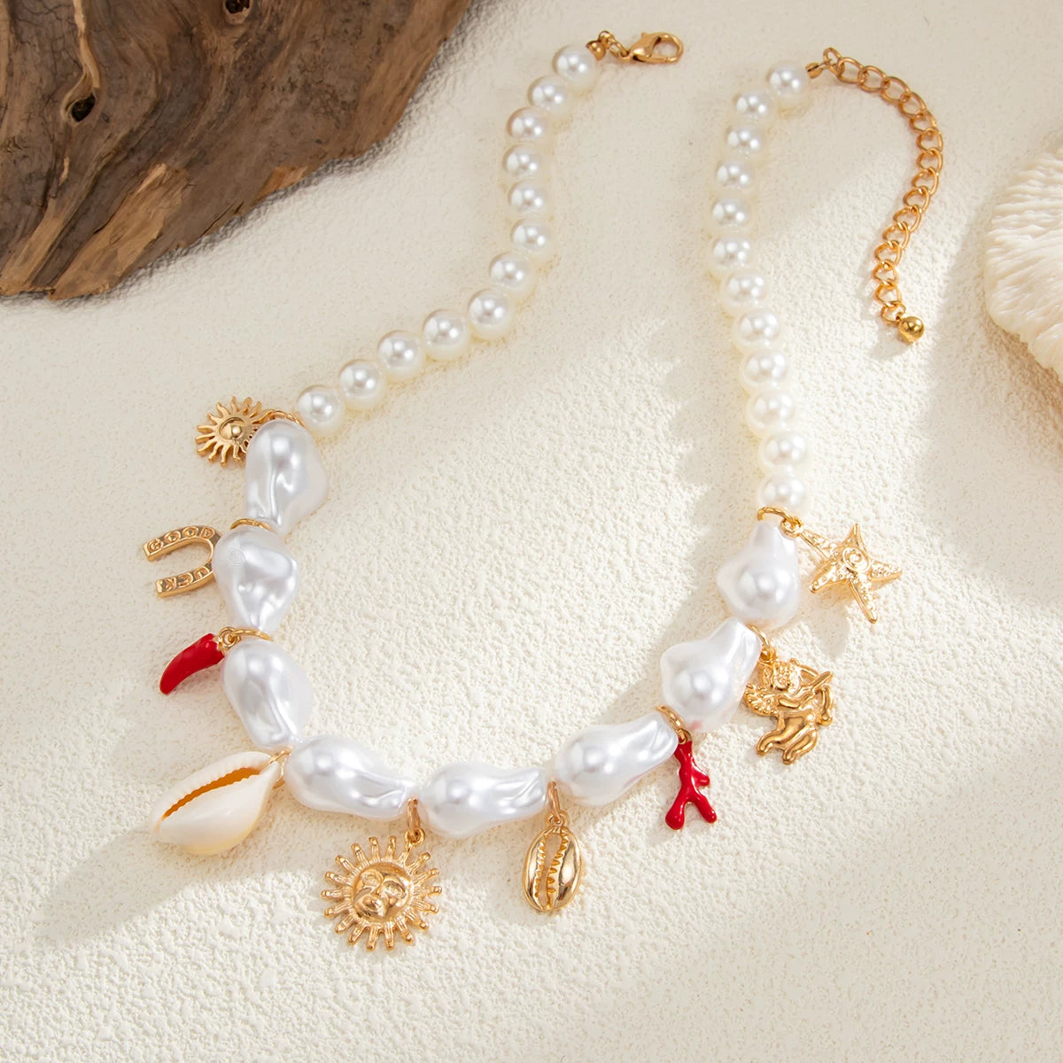 Bow Ceramic Shell Imitation Pearl Necklace for Women – Clavicle Chain Design