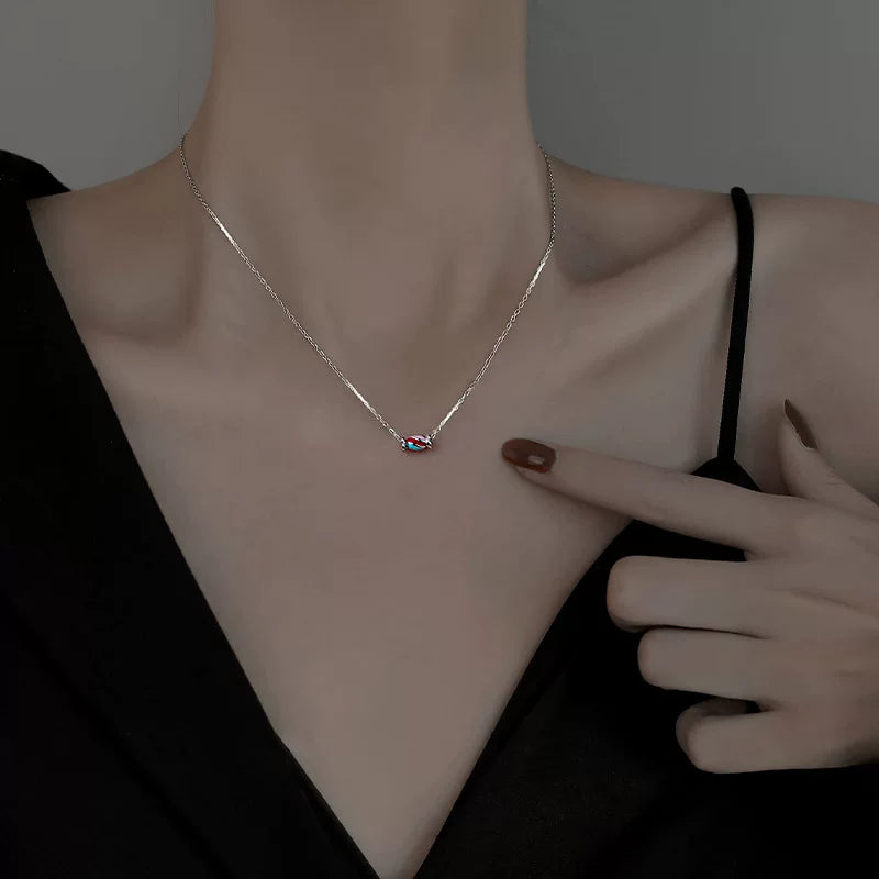 Sterling Silver Rainbow Candy Pendant Necklace for Women – Minimalist Clavicle Chain