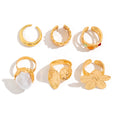 6-Piece Baroque Flower Imitation Pearl Ring Set, Trendy Personalized Fashion Internet Celebrity Style Ring Set