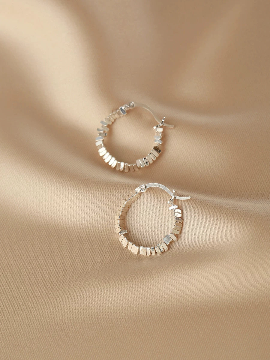 Broken Silver Style Earrings for Women – Retro S925 Sterling Silver Shiny Fashion Earrings