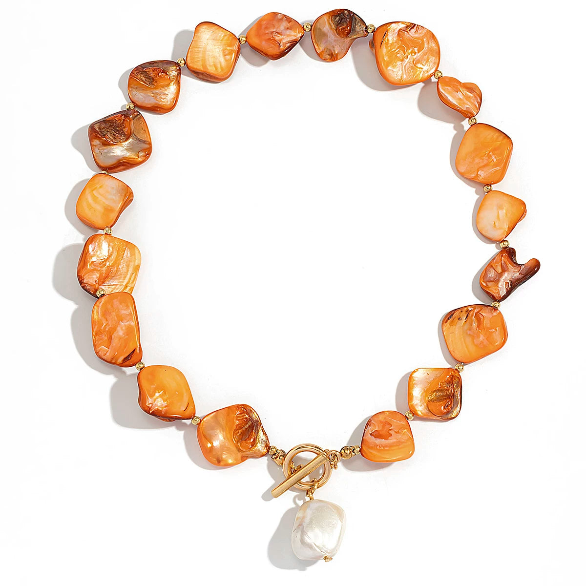 Irregular Shell OT Buckle Hand Necklace for Women – 2025 Summer Seaside Vacation Trendy Jewelry Travel Accessories