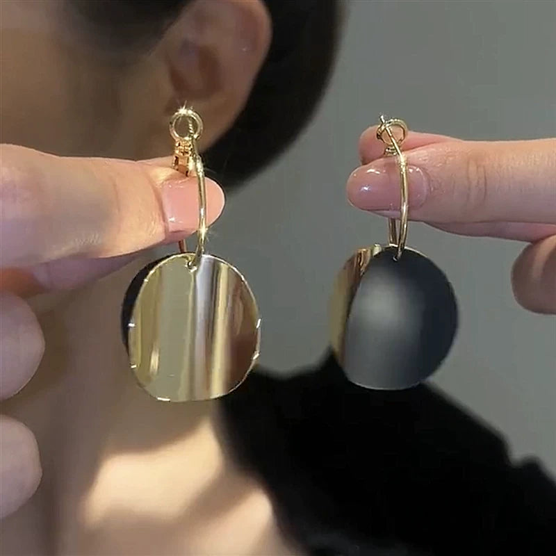 S925 Silver Needle Long Disc Earrings for Women – Minimalist Statement Drop Earrings, Lightweight Fashion Jewelry