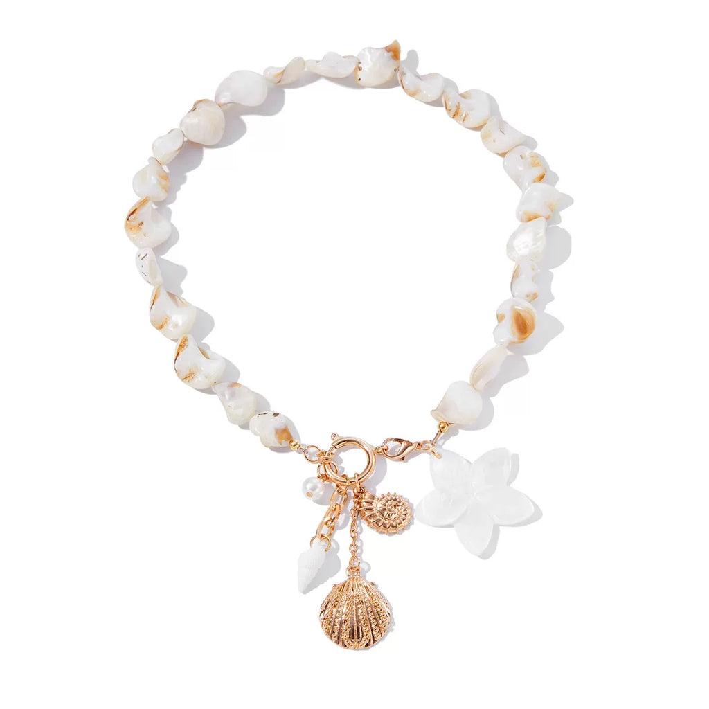 Conch Flower Shell Bracelet Necklace for Women – Seaside Vacation Style Niche Design Jewelry, Trendy Beach Accessories