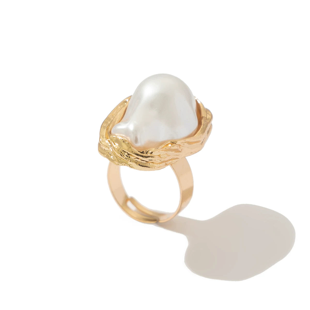 Geometric Shape Imitation Pearl Flower Ring For Women 2025 Spring Fashion Fashion Niche Creative Stage Matching Jewelry