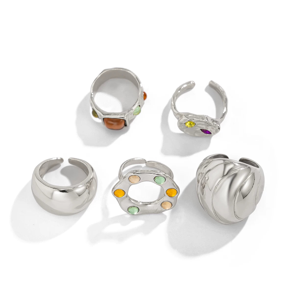 5-Piece Diamond Ring Set 2025 Summer Light Luxury Fashion Niche Design Outdoor Photo Accessories