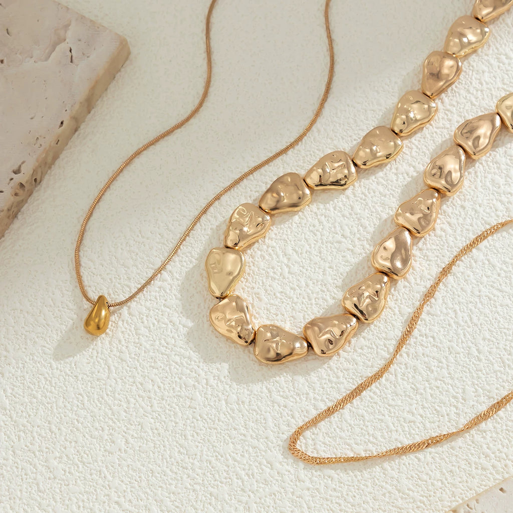 3-Piece Comma CCB Snake Bone Layered Clavicle Necklace Set – European & American Summer Fashion