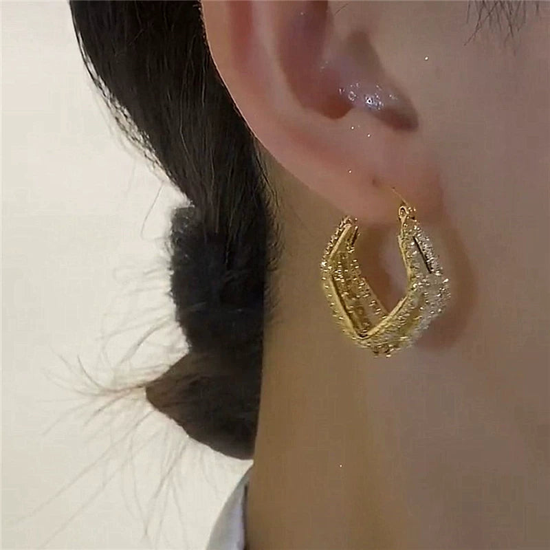 Zircon Geometric Square Earrings for Women – S925 Silver Needle Hong Kong Style Fashion Earrings