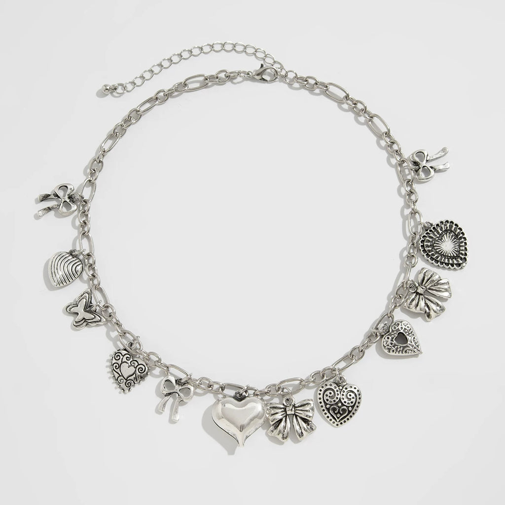 Tassel Heart Bow Cross Pendant Necklace for Women – Summer Fashion Clavicle