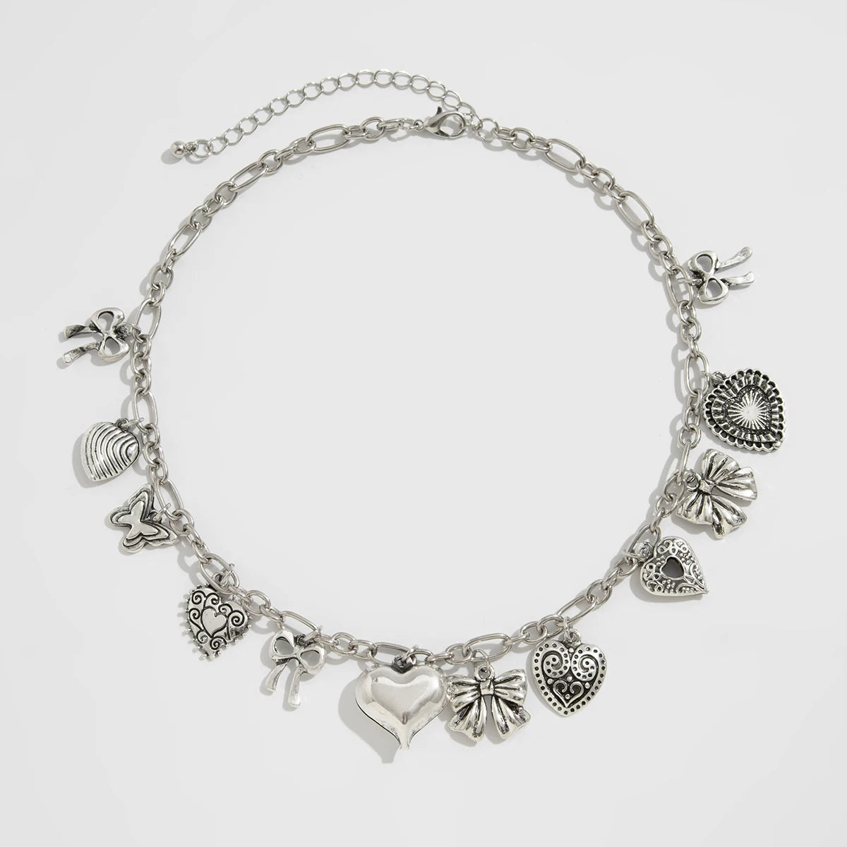 Tassel Heart Bow Cross Pendant Necklace for Women – Summer Fashion Clavicle