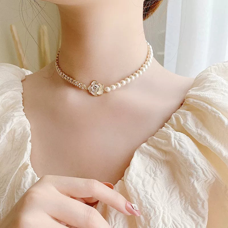 British [Designer] Catia Seli Pearl Patchwork Camellia Necklace Flower Collarbone Necklace For Women